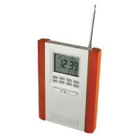 Radio de escritorio con reloj y termómetro