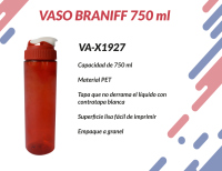 Vaso Braniff de 750 ml transparente rojo